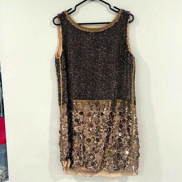 NWT French Connection beaded gold shift dress - Picture 2 of 6